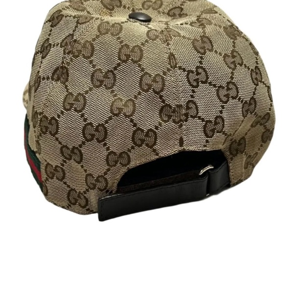 Gucci Tan Monogram Cap with Green and Red Stripe - Picture 4 of 6